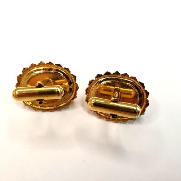 Amber & Golden oval cufflinks - Picture 5 of 6